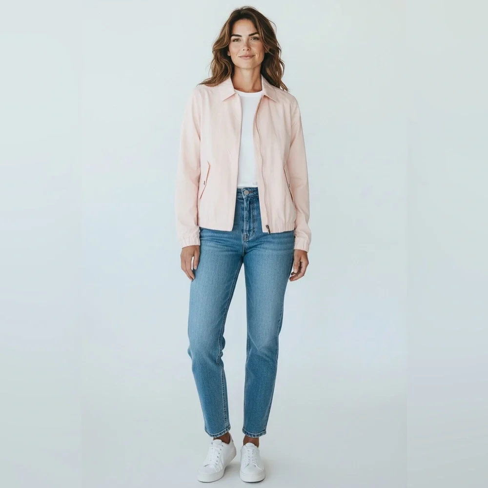 MAX MARA MaxMara Light Pink Nylon Windbreaker Jacket Size 10 Quiet Luxury Design
